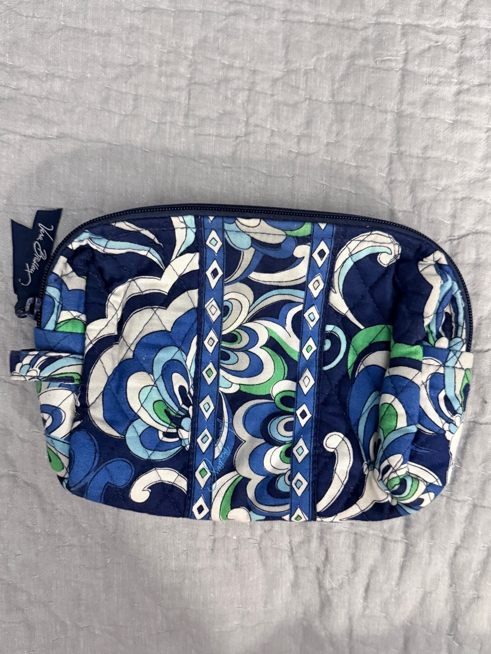 Vera Bradley Navy Blue Floral Quilted Cosmetic Bag